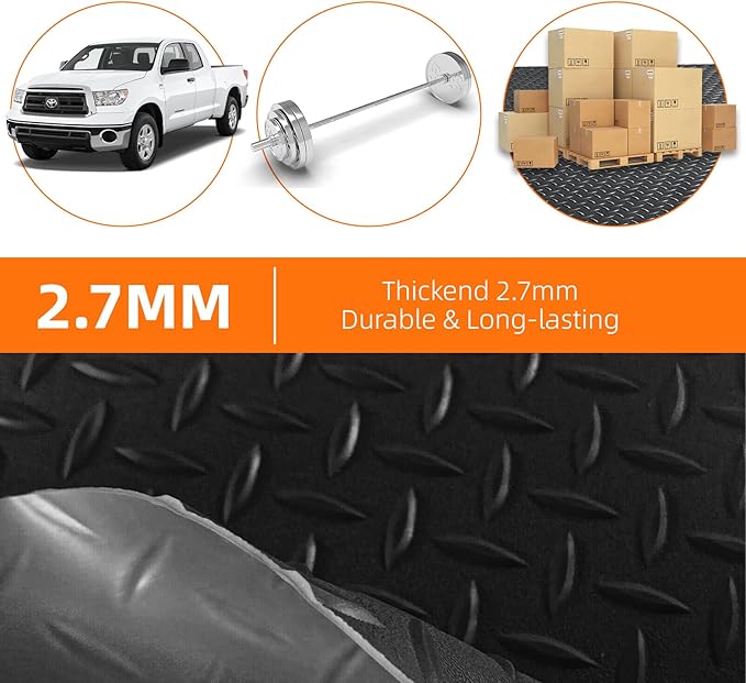 Nisorpa 16'5'' x 3'4'' Diamond Plate Flooring Roll, Rubber Garage Floor Mat, Non-Slip Floor Protector Rolls for Garage Under Car Warehouse Industry