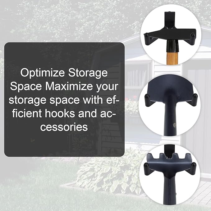 16 Pcs Storage Shed Hooks Set for Suncast, 5 Black V Shaped Tool Hooks Organizer with Long Screw Wrench Short Screw Compatible with Suncast/Craftsman Storage Shed Accessories