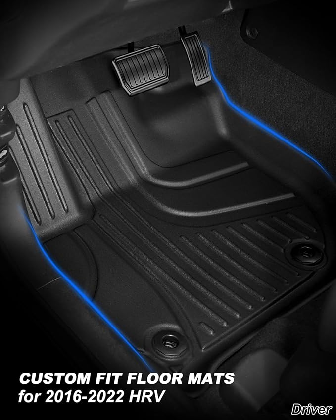 Original Floor Mats & Cargo Liner Fit for Honda HRV HR-V 2016-2022 (AWD Models ONLY) - All Weather Protection HR-V Car Mats Set - 1st & 2nd Row Full Set TPE Car Floor Liners with Trunk Mat Black