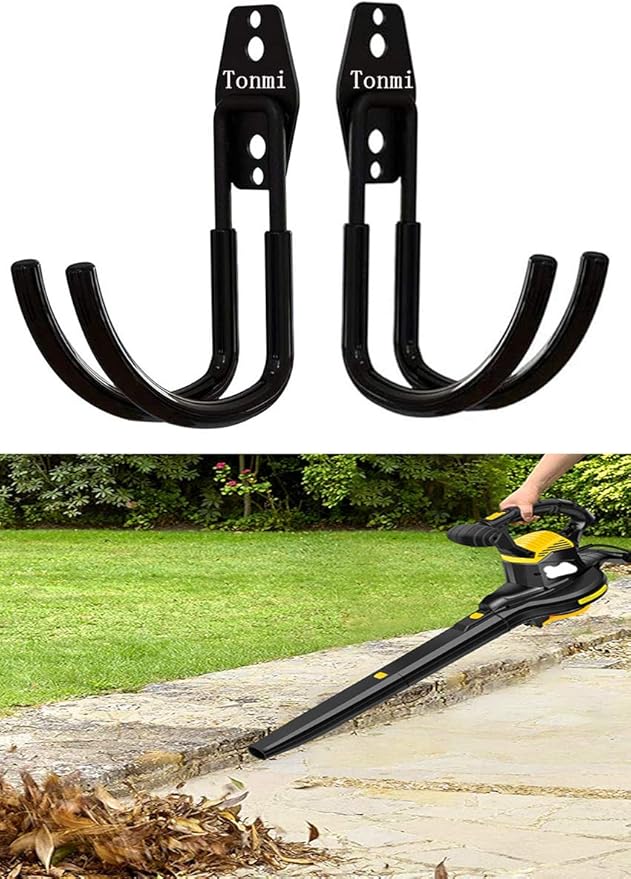 2Pcs Leaf Blower Hanger for Garage, Chainsaw Holder Wall Mount, Power Hedge Trimmers Rack, Heavy Duty Chainsaws Hooks, String Trimmer Hangers, for Home/Garden Tools Organizers and Storage (Set of 2)