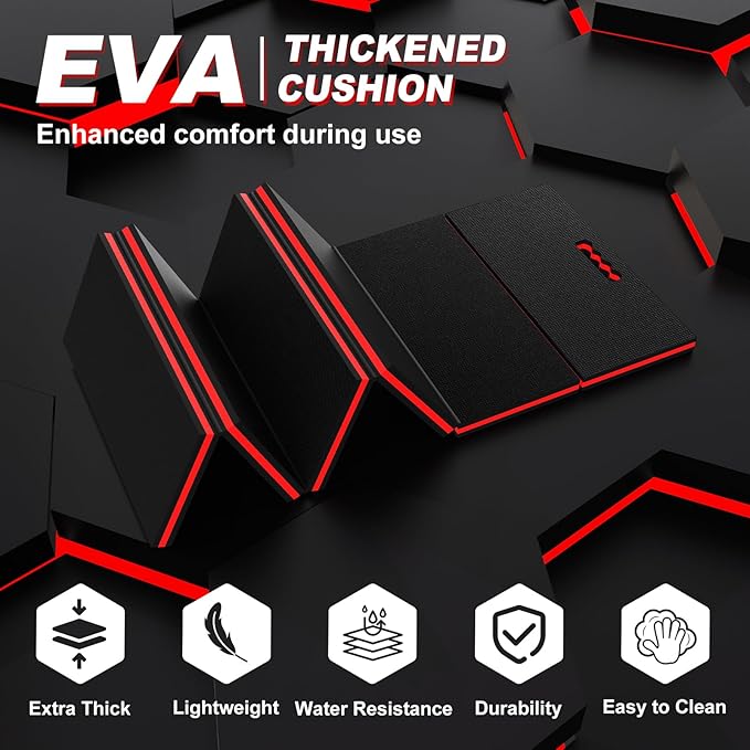 Thick Mechanic Mat, Foldable EVA Mat with Magnetic Tool Compartments, Waterproof Mechanic Kneeling Pad with Handle for Garage Workshop Repairing Gardening, 46.5" x 15.8" x 1.1 ", Black & Red