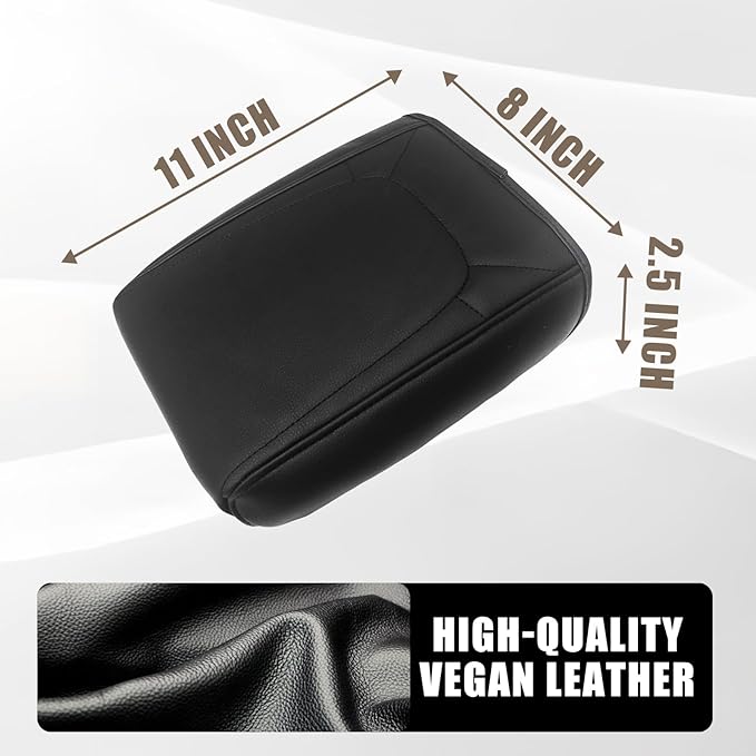 Muslogy Center Console Armrest Cover Compatible with Chevy Colorado/GMC Canyon 2023 2024 2025 ZR2 Z71 Trail Boss LT WT Elevation AT4 Denali AT4X Accessories Regular Thick(Black Stitching)