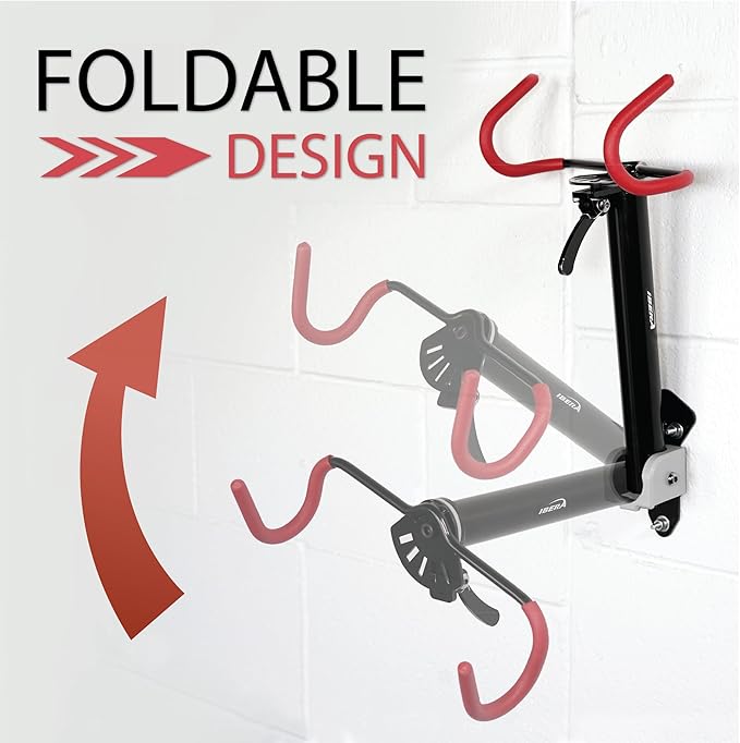 Ibera Bike Wall Mount - Secure Bike Storage up to 18kg with Adjustable Frame Holder & Soft Rubber Cradles - Garage Bike Rack for Road, MTB, Kids, Hybrid Bikes - Easy Installation & Space-Saving Design