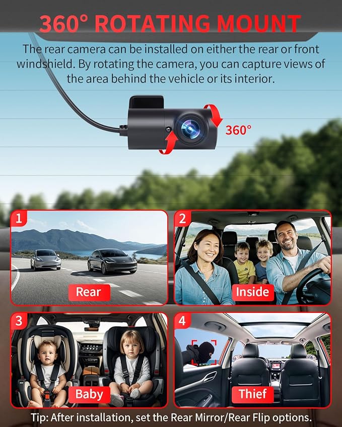 Dash Cam Front and Rear, 4K Full HD Dual Dash Camera for Cars, Built-in Memory Card Monitoring, 64GB Card, 5G WiFi GPS, Car Camera with 3" IPS Screen, 2160P Night Vision, Parking Monitor