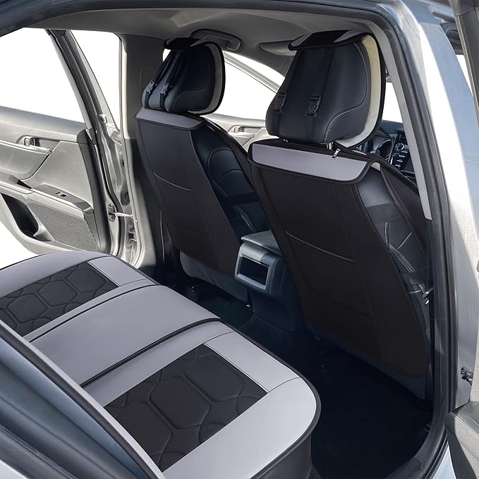 OASIS AUTO Custom Fit Seat Covers for 2012-2025 Toyota Camry, Waterproof Faux Leather Seat Protector Cushion Camry Car Accessories (Full Set, Gray)