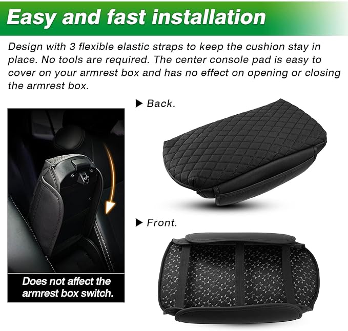 Shademax Center Console Cover Toyota RAV4 2019-2024 2025 2026 Armrest Cover Cushion Pad for Toyota RAV4 Accessories PU Leather Armrest Seat Box Protector with Pockets Storage Bag