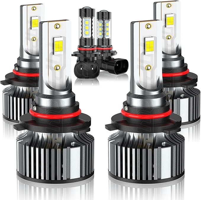 Compatible For Chevy Silverado 1500 2500 3500 High Low Beams and Fog Lights Bulbs Combo 2003 2004 2005 2006, 6500K White, 500% Brightness, Plug n Play, Pack of 6