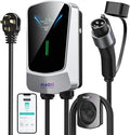 QIAO Level 2 EV Charger, Up to 40A Electric Car Charger, Wi-Fi Bluetooth APP Enabled EVSE, 4.3in Display, 25ft Cable, NEMA 14-50 Plug Charge Station Compatible with All SAE J1772 EV Models White