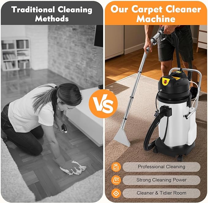 DYRABREST 40L Commercial Carpet Cleaning Machine 3 in 1 Upholstery Cleaner Machine 1000W Professional Extractor Vacuum Washing Machine for Cleaning Carpets, Sofas, Curtains, Vacuuming and Spraying