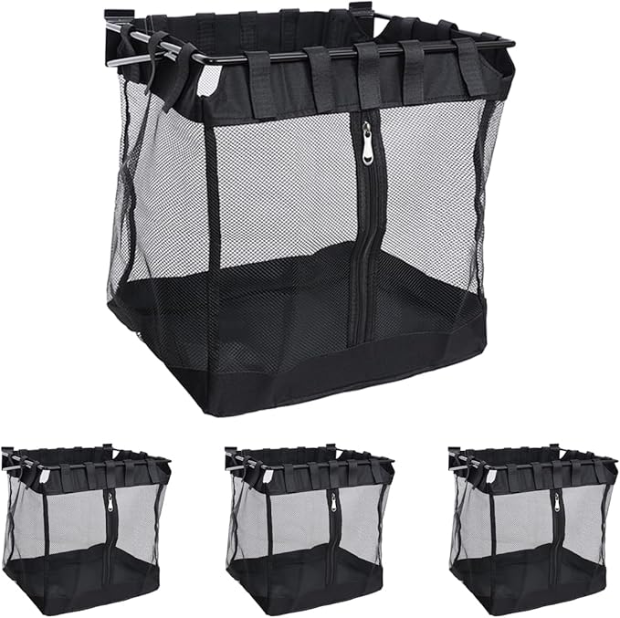 4Pcs Large Slatwall Baskets Mesh Slatwall Baskets with Zipper Mounted Storage Baskets Hanging Slatwall Accessories for Shops Rooms Storage Display Organizing(16 * 12 * 16inch)