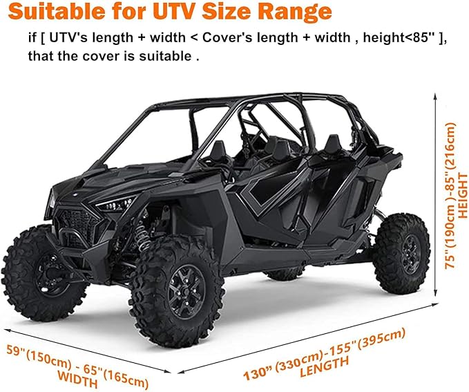 Neverland UTV Cover Waterproof 300D Heavy Duty 4-6 Seater 4 Door Side by Side Covers All Weather Protection Compatible with Polaris Ranger RZR General Can-Am Maverick Defender Kawasaki