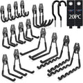 3-H Garage Wall Hooks 20 Pack, Garage Hooks Heavy Duty with Extra Welding Spots, Garage Organizer for Garden, Lawn, Chairs, Ladders, Weed Eater, Shovel(Black)