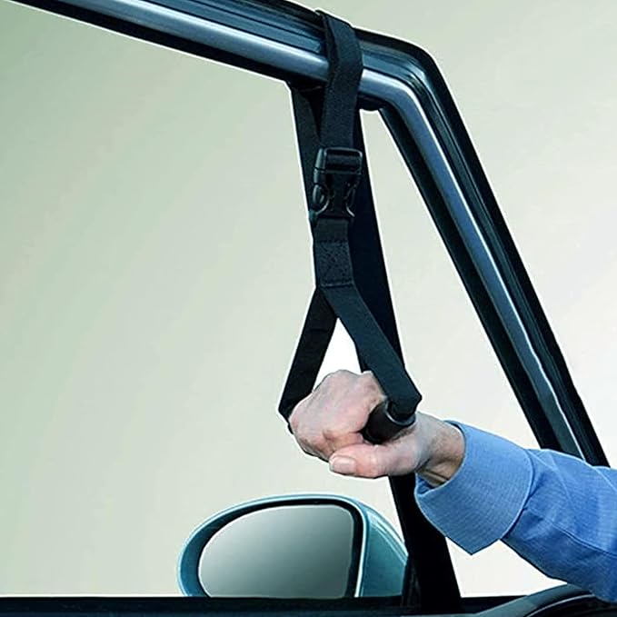 Car Door Handle for Elderly, Car Handle Assist Support, Portable Elderly Assistance Mobility Aids for Getting Out of Car, Auto Grab Cane Nylon Strap for Seniors and Handicapped, Blue