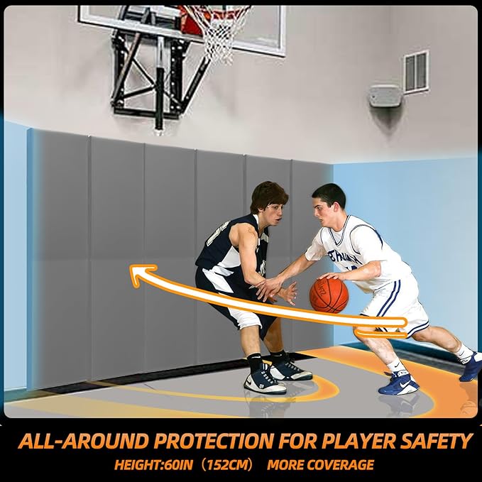 PROGOAL 2"/4" Thick Foam Protection Wall Pad，Gym Basketball-Court Protectors，Durable Waterproof Padding for Wall-Mounted Basketball Hoops(60" L x 20" W)…