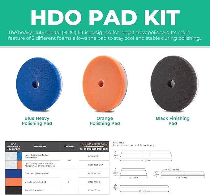 Lake Country 6.5" HDO Orange Foam Polishing Pad (1-Pack) – Premium Heavy Duty Orbital Polishing Pad for Painted Surfaces – Fits 6" Backing Plate