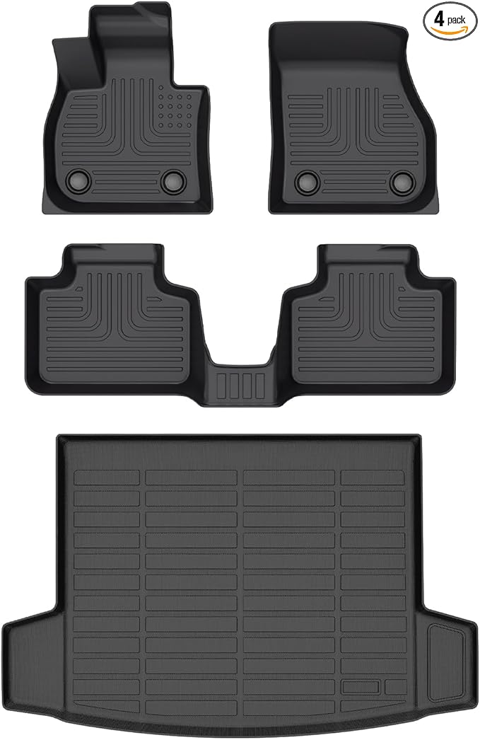 Wayhigh-All Weather Floor Mats and Cargo Mat Set Fit for 2025 Mini Countryman (Not for Countryman SE and Electric) TPE Car Mats Waterproof Anti-Slip Rubber Floor Liners Countryman Accessories