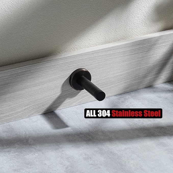 JQK Door Stopper Oil Rubbed Bronze, 304 Stainless Steel Thicken 1mm Sound Dampening Door Stop Bumper Wall Protetor 4 Pack, ORB, DSB5-ORB-P4