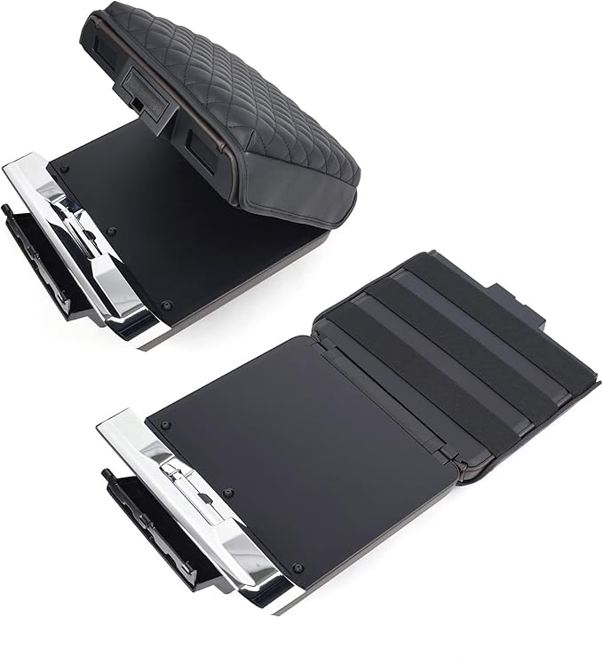 KMMOTORS F150(2021-2023) Center Console Cover with Work Surface, Thick Armrest Cushion, Interior Accessories Car Gadget, Vegan Leather, Armrest Protector (2021~2025, Work Surface Black), F150