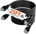 HUANCHAIN Indoor Outdoor Black Extension Cord 25 ft 2 Pack Waterproof, 16/3 Gauge Flexible Cold-Resistant Appliance Cable Outside, 13A 1625W 16AWG SJTW, 3 Prong Heavy Duty Electric Cord, ETL