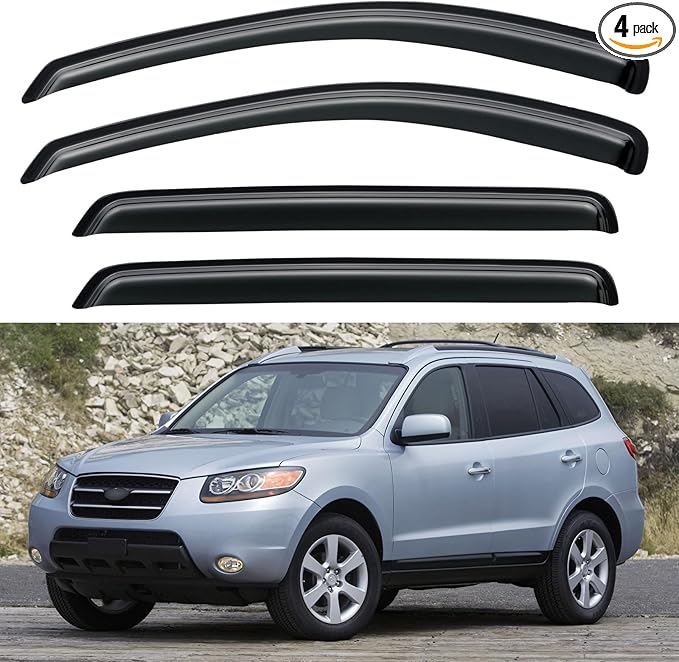 Window Visors Rain Guards for 2007-2012 Hyundai Santa Fe, Out-Channel Window Vent Wind Deflectors Visors Shades for 07-12 Hyundai Santa Fe