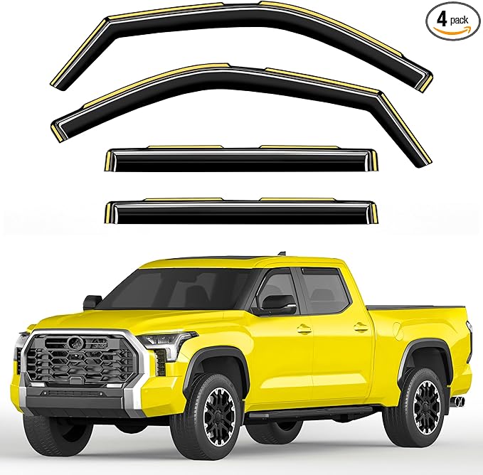in-Channel Window Rain Guards Fit for Truck Toyota Tundra 2022 2023 2024 2025 CrewMax, Extra Durable Window Deflectors Vent Visors Shades Exterior Car Accessories Visors Rain Guards