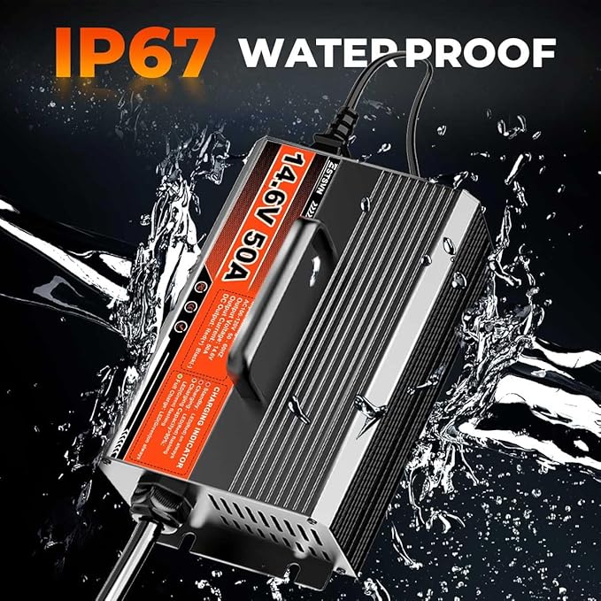 50A 14.6V LiFePO4 Battery Charger 12V Lithium Battery Smart Charger Fast Charging with Anderson Connector AC-DC Trickle Charger for Deep Cycle Rechargeable Batteries of RV Boat Car Marine