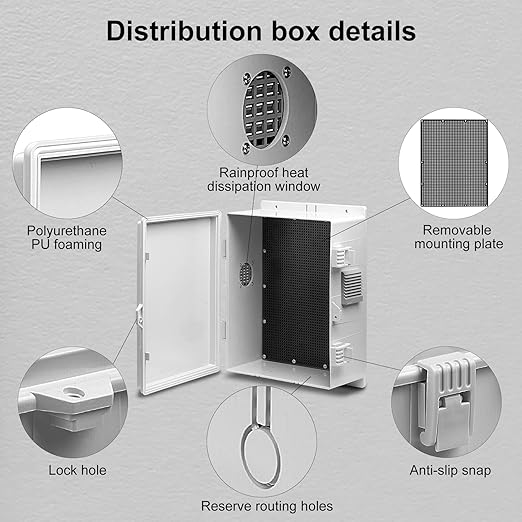 Outdoor Electrical Junction Box, ABS Water Resistant Enclosure with Internal Mounting Panel & Hinged Cover, 9.2" H* 7" L* 4.6" W