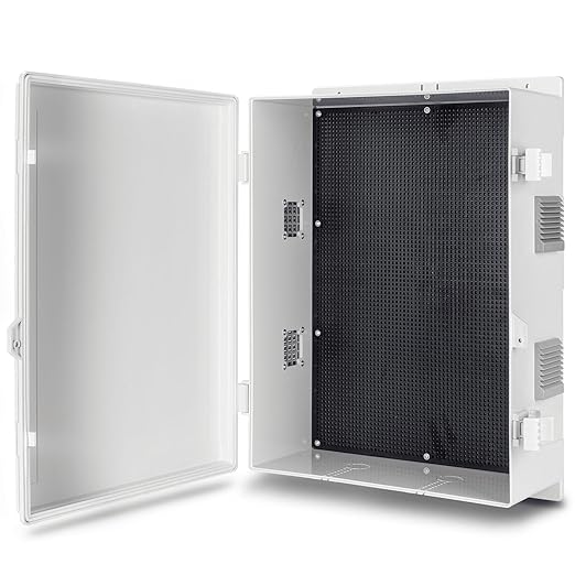 Outdoor Electrical Junction Box, ABS Water Resistant Enclosure with Internal Mounting Panel & Hinged Cover (18.1" H* 12.6" L* 6.3" W)