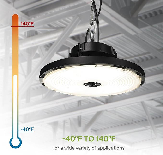 ASD LED High Bay UFO Light Fixture, Commercial Shop Lighting | 3CCT, Dimmable, IP69K Waterproof, DLC Premium, UL Listed | 500W 69700LM 3000-5000K 100-277V | Warehouse, Garage, Workshop Lamp | Black