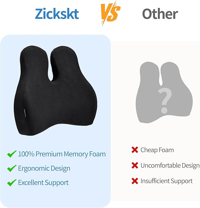 Lumbar Support Pillow for Office Chair and Car Seat - Gel Memory Foam Back Cushion Improve Sitting Posture & Back Pain Relief, Lumbar Support Cushion with Adjustable Strap & Non-Slip