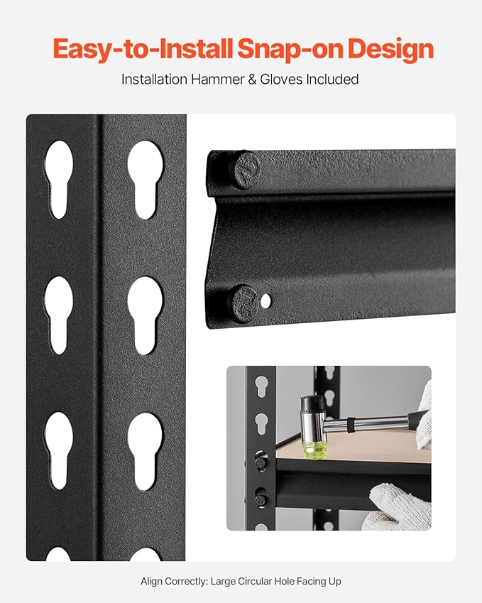 VEVOR Storage Shelves, 2000 lbs, 5 Tier Garage Storage Shelving, 16" D x 36" W x 71.4" H Adjustable Metal Shelves for Garage Shelves Utility Rack Shelf, Ideal for Kitchen, Warehouse, Basement, Black