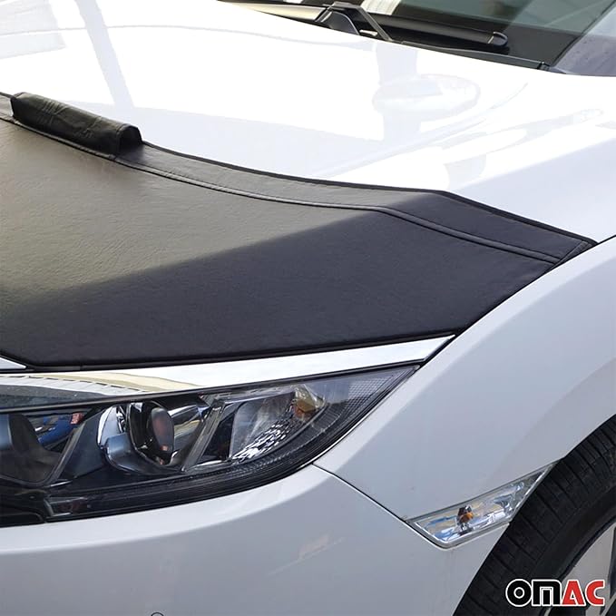 OMAC Car Bonnet Mask Hood Bra for Toyota Yaris 2013-2020 Black 1 Pc