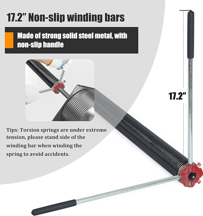 Garage Door Torsion Spring Set, Pair of 2" Electrophoresis Coated Garage Door Spring Replacement with 2 Non-Slip Winding Bars and Bearing, Minimum 16000 Cycles (.234x2x30")