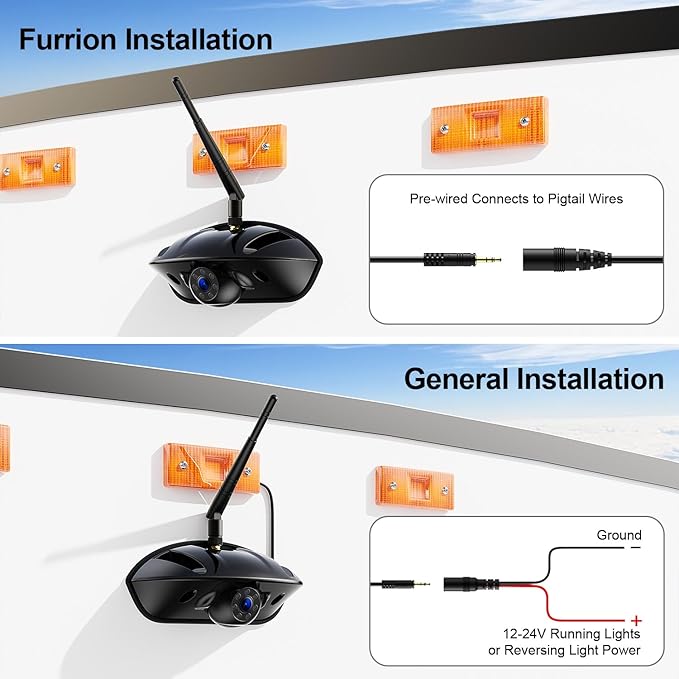 Fookoo 1080P 10" Wireless RV Backup Camera System for Furrion Pre-Wired RV Truck Trailer, 10" HD IPS Monitor & 1 Rear View Camera, IR Night Vision Recording Waterproof Plug and Play - D10Y1