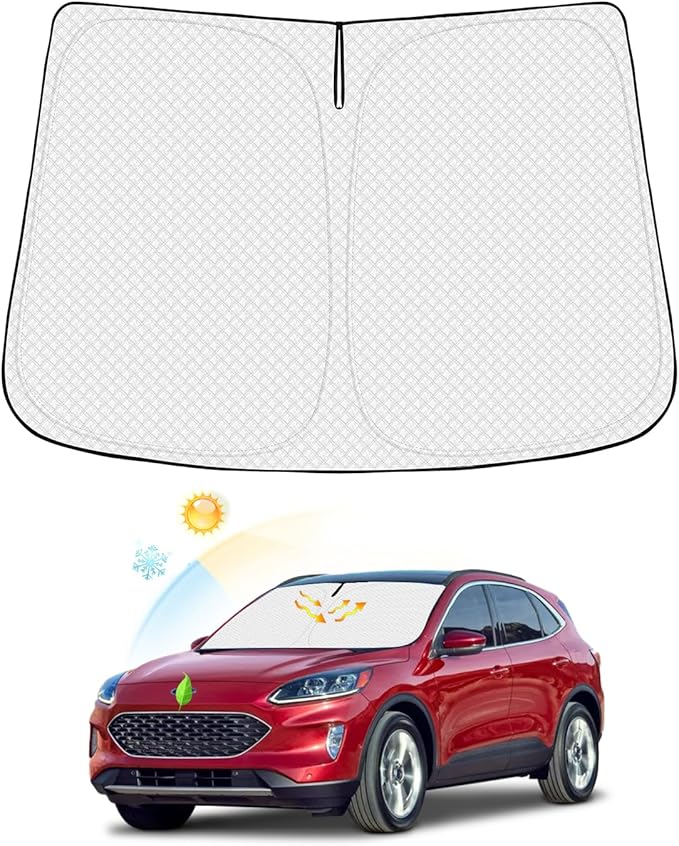 Windshield Sun Shade for 2020-2025 2026 Ford Escape Accessories Thicken 6-Layer Foldable Front Window Sunshade Sun Visor Protector Block UV Rays Keep Vehicle Cool