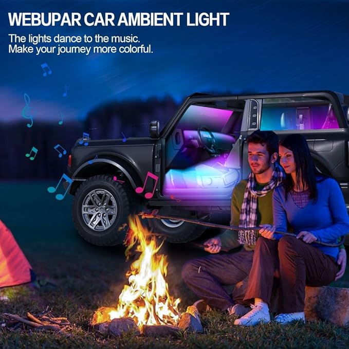 Dreamcolor Acrylic Interior Car Lights, WEBUPAR Car Accessories 6 in 1 Car LED Strip Lights with APP Control and 213 Modes, 175 inches 593 LEDs Fiber Optic Lights, RGB Neon Car Lighting