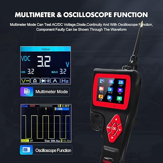 P200 Power Circuit Probe Kit - Test Light Automotive Circuit Tester Circuit Breaker Finder Tool, Relay Tester Multimeter, Oscilloscope, Fuel Injector Tester - 9~30V