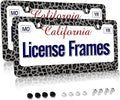 Stainless Steel Black Cheetah License Plate Holder Leopard Print License Plate Frame Cheetah Leopard Black Car License Plate Covers tag Frame for Women 12.3" X 6.3"