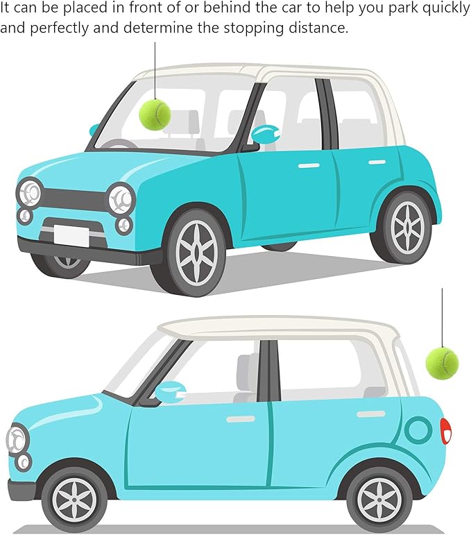4 Sets Garage Parking Aid Ball Parking Guide System Sensor Assistant Kit, Include 4 Retracting Ball with Rope, 4 Adjustable Clips and 4 Screw Hooks, Garage Car Stop Indicator for Vehicles