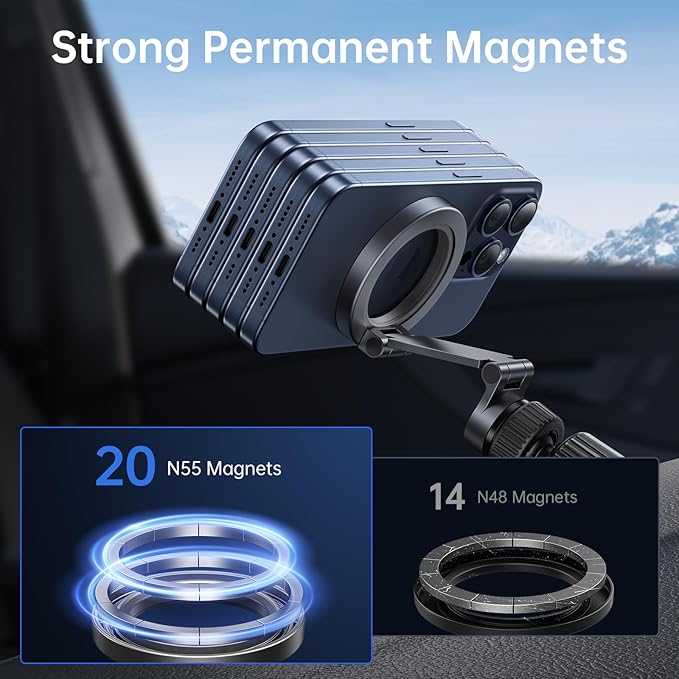 SYNCWIRE for Magsafe Car Mount Vent - Magnetic Phone Holder for Car [3D Long Arm | Flexible Rotation | Strong Magnets] Air Vent Car Phone Mount for iPhone 16 15 14 13 12 Pro Max Plus Mini Mag Safe