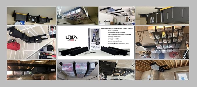 Overhead, Space-Saving Storage Tote Organizational Solution for Garage, Basement, Small Spaces