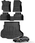 TripleAliners Floor Mats & Trunk Mat Full Set Compatible with 2024 2025 Kia K4 Sedan All Weather Liners TPE Custom Fit Anti-Slip Full Coverage Odorless Waterproof Cargo Liners(Trunk Mat+ Floor Mats)