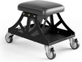 Vyper Low Pro Garage Stool with Removable Seat for Mechanics, Automotive, DIY - 400 lb Capacity Rolling Shop Chair (Black Seat, Black Frame)
