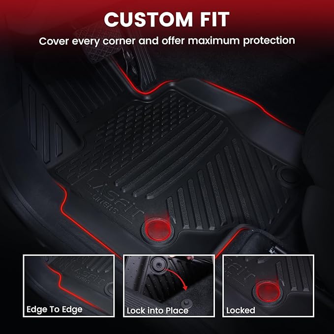 LASFIT Floor Mats Fit for Mercedes Benz GLS 450/580 / 63 AMG 2026 2025 2024 2023 2022 2021 2020 (Only Fit 6 Seats), All Weather TPE Floor Liners for Mercedes GLS 2020-2026, 1st & 2nd & 3rd Row Set