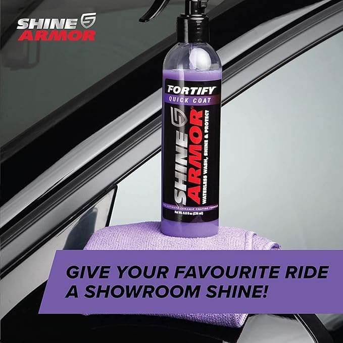 Car Wax Spray and Ceramic Coating for Cars - 3 in One Waterless Car Wash and Detailing for Maximum Shine - High Gloss Top Coat, Protective Auto Wax - 16FlOz by Shine Armor