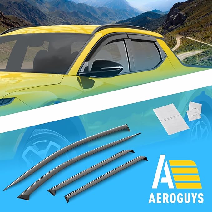 Extra Durable Window Deflectors Tape-On Window Visors Rain Guards Fit for Hyundai Santa Cruz 2022-2025, Sun Visors, Wind Vent for Shades, Exterior Car Accessories - 4pcs. AG0727