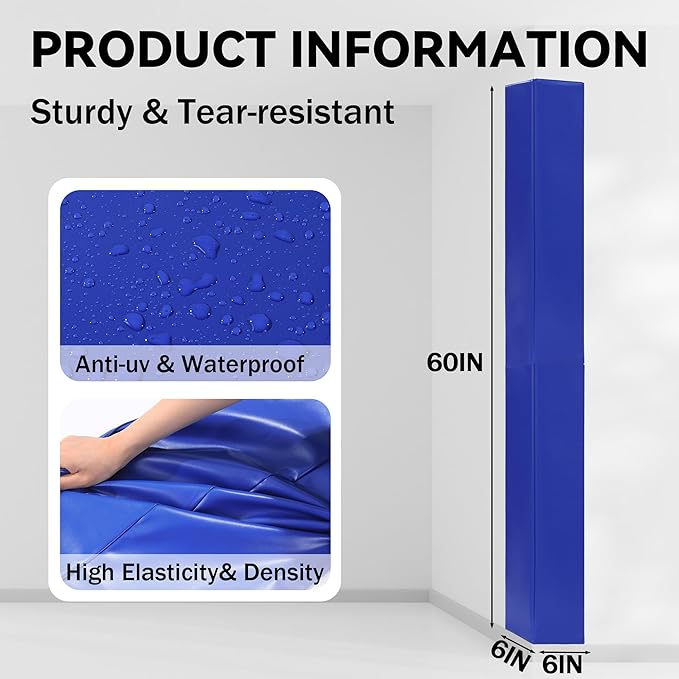 ROYALAY Wall Corner Guard, Heavy Duty Corner Protectors for Safety, Foam Basketball Court, Waterproof 2 Sides Corner Pad for Gyms, Basketball Court, Playrooms, Garages, Blue