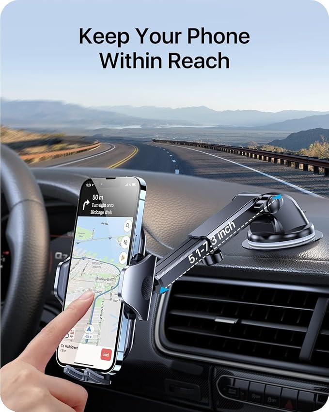 andobil Car Phone Holder, 2025 Military-Grade 85lbs Strongest Suction Phone Holders for Your Car Dashboard/Windshield/Vent Easy Clamp Cellphone Holder Truck Stand for iPhone 16 15 14 Pro Max Samsung