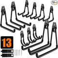 QcoQce 13 Pack Garage Hooks Heavy Duty with 2 Extension Cord Straps,Garage Storage Hooks, Wall Mount Hooks, Garage Organization and Tool Hangers for Bike, Ladder, Ropes and Garden Tools