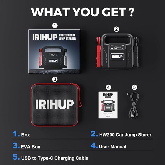 Car Battery Jump Starter 4000A, Car Jump Starter Jump Box(Up to All Gas or 10L Diesel Engine),12V Jump Starter Battery Pack Portable Smart Jumper Cables, Lithium Jumpstarter with LED Light